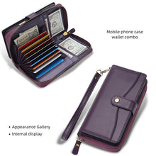 Muat gambar ke penampil Galeri, CASEKIS 2-in-1 Magnetic Detachable Wallet Case with RFID Blocking, 16 Card Slots &amp; Zipper Pocket Purple
