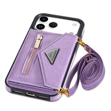Charger l'image dans la galerie, Casekis Crossbody Strap Leather Magnetic Wallet Phone Case Purple
