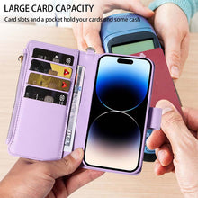 Charger l'image dans la galerie, Casekis Cardholder Case with Wrist Strap,Compatible with MagSafe,Zipper Pocket,Purple
