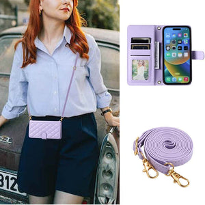 Casekis 3 Card Leather Crossbody Wallet Phone Case Purple