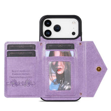 Charger l'image dans la galerie, Casekis Crossbody Strap Leather Magnetic Wallet Phone Case Purple
