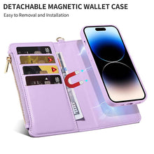 Charger l'image dans la galerie, Casekis Cardholder Case with Wrist Strap,Compatible with MagSafe,Zipper Pocket,Purple
