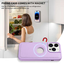 Charger l'image dans la galerie, Casekis Cardholder Case with Wrist Strap,Compatible with MagSafe,Zipper Pocket,Purple
