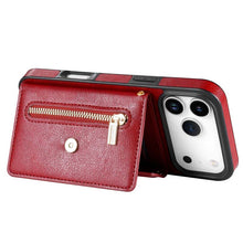 Charger l'image dans la galerie, Casekis Crossbody Strap Leather Magnetic Wallet Phone Case Red
