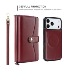 Load image into Gallery viewer, CASEKIS 2-in-1 Magnetic Detachable Wallet Case with RFID Blocking, 16 Card Slots &amp; Zipper Pocket Red
