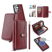 Load image into Gallery viewer, CASEKIS 2-in-1 Magnetic Detachable Wallet Case with RFID Blocking, 16 Card Slots &amp; Zipper Pocket Red
