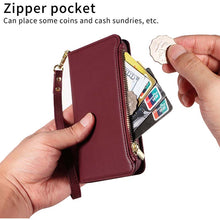Carica l'immagine nel visualizzatore di Gallery, Casekis Cardholder Case with Wrist Strap,Compatible with MagSafe,Zipper Pocket,Red Wine
