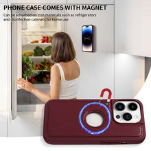 Carica l'immagine nel visualizzatore di Gallery, Casekis Cardholder Case with Wrist Strap,Compatible with MagSafe,Zipper Pocket,Red Wine
