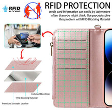 画像をギャラリービューアに読み込む, Casekis Cardholder Case with Wrist Strap,Compatible with MagSafe,Zipper Pocket,Rose Gold

