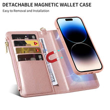 画像をギャラリービューアに読み込む, Casekis Cardholder Case with Wrist Strap,Compatible with MagSafe,Zipper Pocket,Rose Gold
