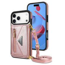 Carica l'immagine nel visualizzatore di Gallery, Casekis Crossbody Strap Leather Magnetic Wallet Phone Case Rose Gold
