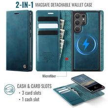 Lade das Bild in den Galerie-Viewer, Casekis Leather Magnetic Flip Detachable Wallet Phone Case Blue Green
