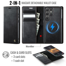 Charger l'image dans la galerie, Casekis Leather Magnetic Flip Detachable Wallet Phone Case Black
