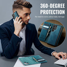 Lade das Bild in den Galerie-Viewer, Casekis Leather Magnetic Flip Detachable Wallet Phone Case Blue Green
