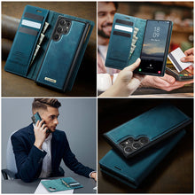 Lade das Bild in den Galerie-Viewer, Casekis Leather Magnetic Flip Detachable Wallet Phone Case Blue Green
