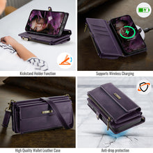 Charger l'image dans la galerie, Casekis Crossbody Leather Wallet RFID Phone Case Purple
