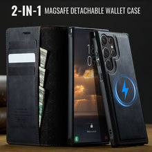 Charger l'image dans la galerie, Casekis Leather Magnetic Flip Detachable Wallet Phone Case Black
