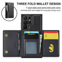 Load image into Gallery viewer, Casekis RFID Magnetic Detachable Leather Wallet Phone Case Black
