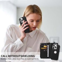 Загрузить изображение в средство просмотра галереи, Casekis Cardholder Case with Wrist Strap,Compatible with MagSafe,Zipper Pocket,Black
