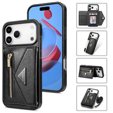 Carregar imagem no visualizador da galeria, Casekis Crossbody Strap Leather Magnetic Wallet Phone Case Black
