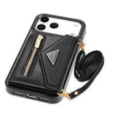 Carregar imagem no visualizador da galeria, Casekis Crossbody Strap Leather Magnetic Wallet Phone Case Black
