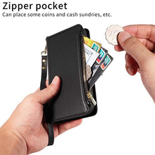 Загрузить изображение в средство просмотра галереи, Casekis Cardholder Case with Wrist Strap,Compatible with MagSafe,Zipper Pocket,Black
