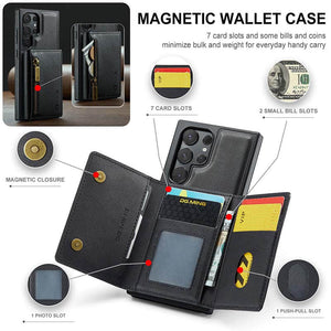 Casekis RFID Magnetic Detachable Leather Wallet Phone Case Black