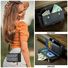 Charger l'image dans la galerie, Casekis Cardholer Zipper Wallet Crossbody Phone Case Black
