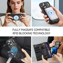 Load image into Gallery viewer, Casekis Wrist Strap Zipper Wallet Phone Case Black
