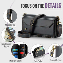 Charger l'image dans la galerie, Casekis Cardholer Zipper Wallet Crossbody Phone Case Black

