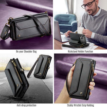 Charger l'image dans la galerie, Casekis Cardholer Zipper Wallet Crossbody Phone Case Black
