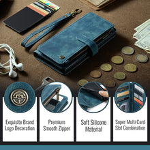 Load image into Gallery viewer, Casekis Leather Zipper Phone Case Blue
