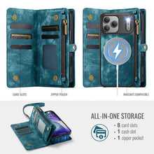 Load image into Gallery viewer, Casekis Wrist Strap Zipper Wallet Phone Case Blue
