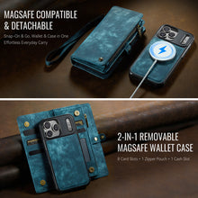 Load image into Gallery viewer, Casekis Wrist Strap Zipper Wallet Phone Case Blue
