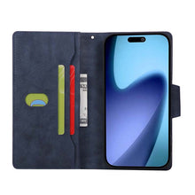 Load image into Gallery viewer, Casekis Studded Zip Leather Wallet Wristlet Phone Case Blue
