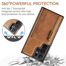 Load image into Gallery viewer, Casekis RFID Magnetic Detachable Leather Wallet Phone Case Brown
