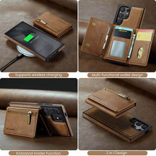 Load image into Gallery viewer, Casekis RFID Magnetic Detachable Leather Wallet Phone Case Brown
