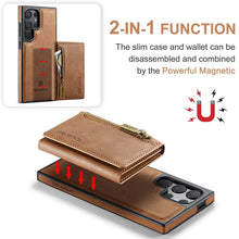 Load image into Gallery viewer, Casekis RFID Magnetic Detachable Leather Wallet Phone Case Brown
