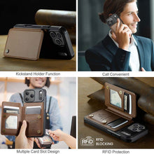 Lade das Bild in den Galerie-Viewer, Casekis RFID Cardholder Wallet Phone Case Brown
