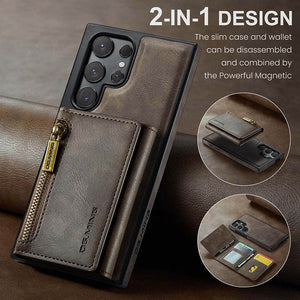 Casekis RFID Magnetic Detachable Leather Wallet Phone Case Coffee