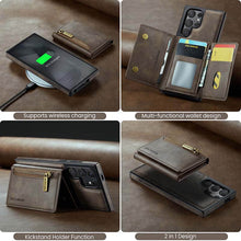 Load image into Gallery viewer, Casekis RFID Magnetic Detachable Leather Wallet Phone Case Coffee
