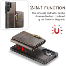 Load image into Gallery viewer, Casekis RFID Magnetic Detachable Leather Wallet Phone Case Coffee
