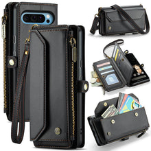 Görseli Galeri görüntüleyiciye yükleyin, Casekis Cardholer Zipper Wallet Crossbody Phone Case Black
