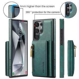 Casekis RFID Magnetic Detachable Leather Wallet Phone Case Green