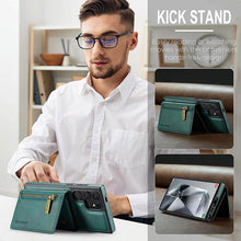 Load image into Gallery viewer, Casekis RFID Magnetic Detachable Leather Wallet Phone Case Green
