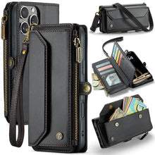 Görseli Galeri görüntüleyiciye yükleyin, Casekis Cardholer Zipper Wallet Crossbody Phone Case Black
