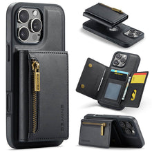 Load image into Gallery viewer, Casekis RFID Magnetic Detachable Leather Wallet Phone Case Black
