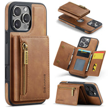 Load image into Gallery viewer, Casekis RFID Magnetic Detachable Leather Wallet Phone Case Brown
