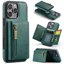 Load image into Gallery viewer, Casekis RFID Magnetic Detachable Leather Wallet Phone Case Green
