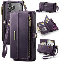Charger l'image dans la galerie, Casekis Crossbody Leather Wallet RFID Phone Case Purple
